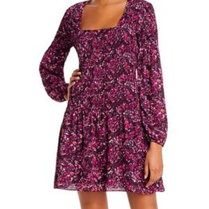 Parker Tiara Smocked Floral Square Neck Mini Dress